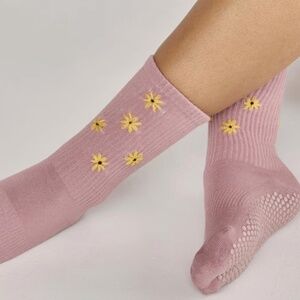 Mauve Wildflower Grip Socks